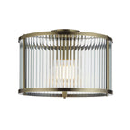 Endon Ridgeton Ottone Antico &amp; Paralume in Vetro Striato da Soffitto