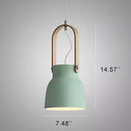 Lampada a Sospensione Moderna Nordica con Manico in Legno 1 Luce
