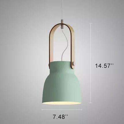 Lampada a Sospensione Moderna Nordica con Manico in Legno 1 Luce