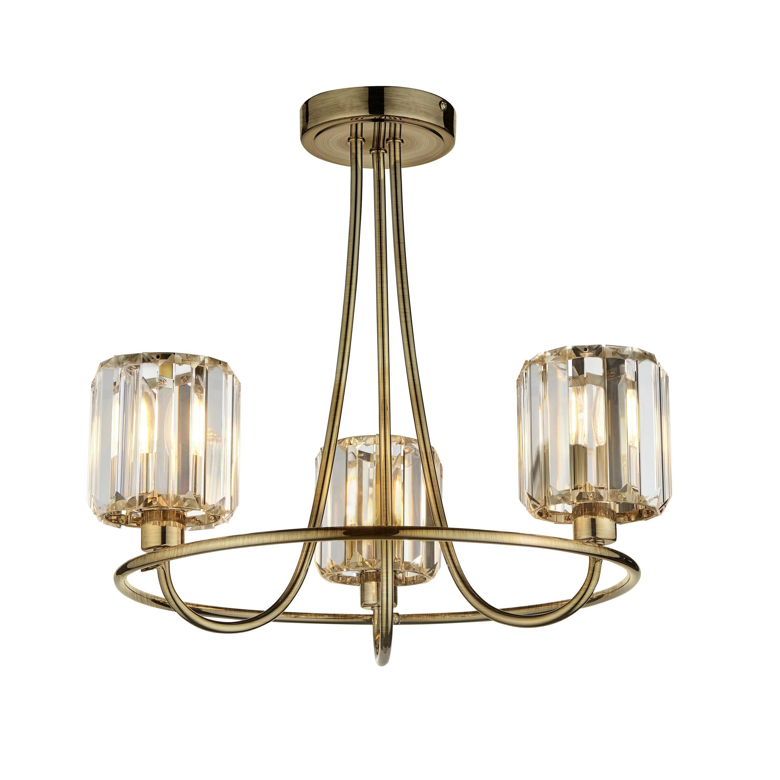 Berenice 3 Luci Ottone Semi Flush Lampada da Soffitto