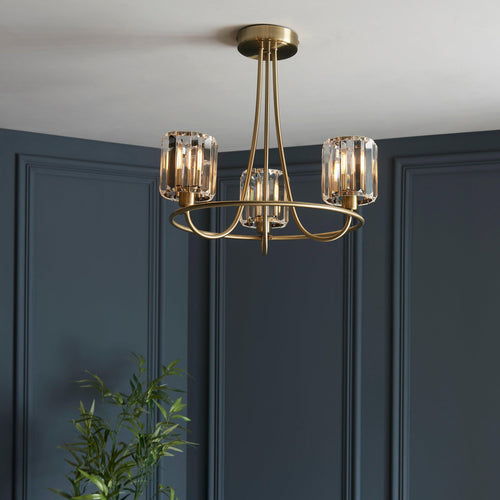Berenice 3 Luci Ottone Semi Flush Lampada da Soffitto