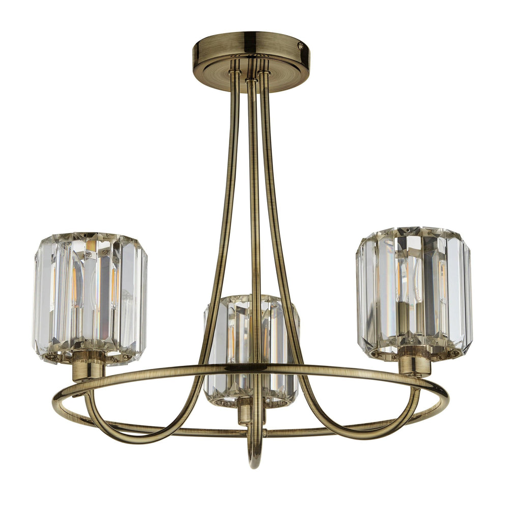 Berenice 3 Luci Ottone Semi Flush Lampada da Soffitto