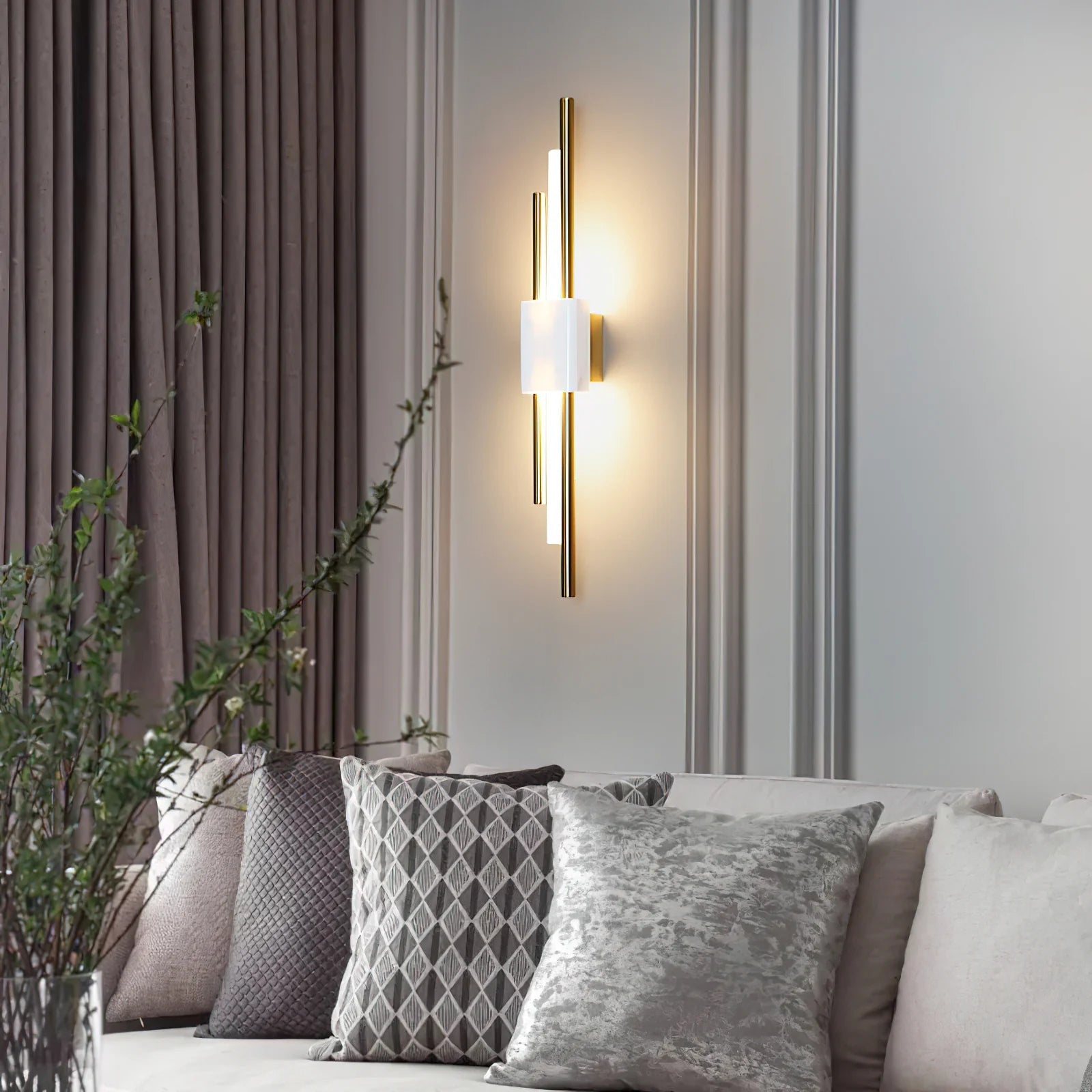 Applique da Parete in Marmo con Barre Cilindriche Classiche