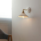 Applique da parete in ceramica vintage tradizionale rotonda in ottone con 1 luce per soggiorno