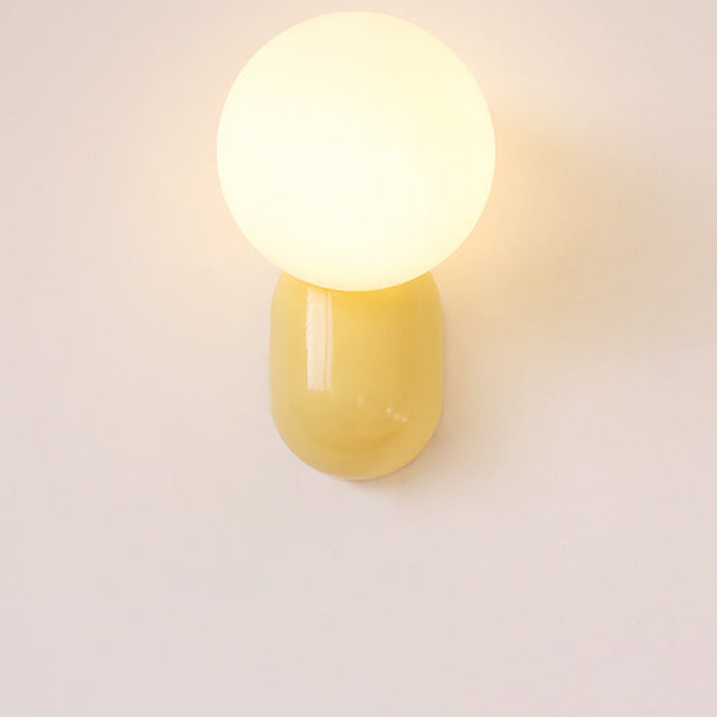 Soffitto a Parete in Resina Stile Macaron Minimalista Moderno con Sfera di Vetro 1 Luce