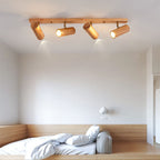Faretto da soffitto minimalista giapponese in legno massello con 1/3/4 luci