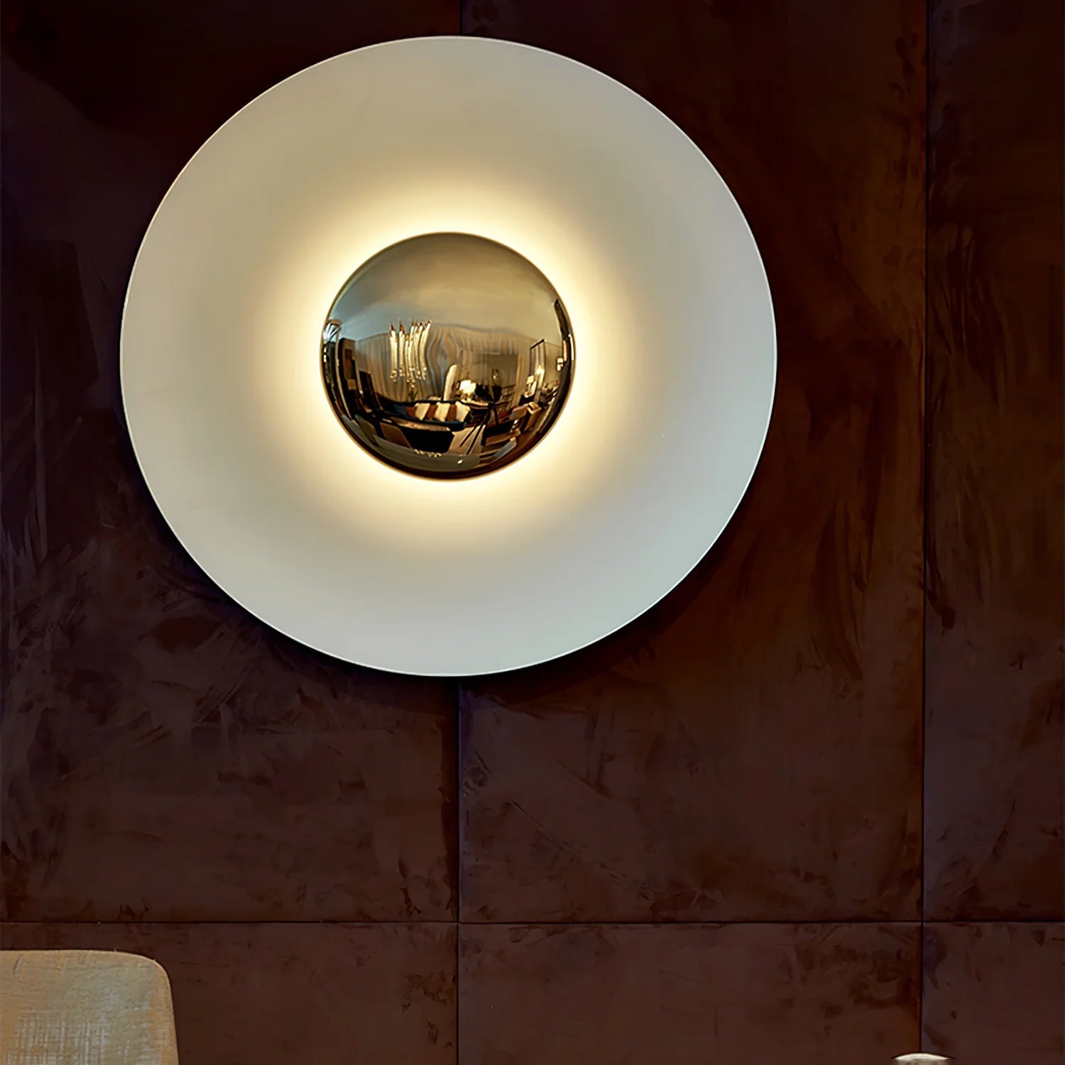 Lampada da Parete in Ferro a Disco Moderno