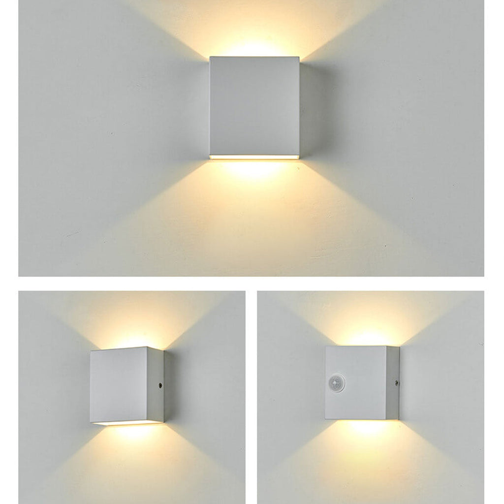 Applique a parete moderna semplice quadrata con sensore di corpo LED
