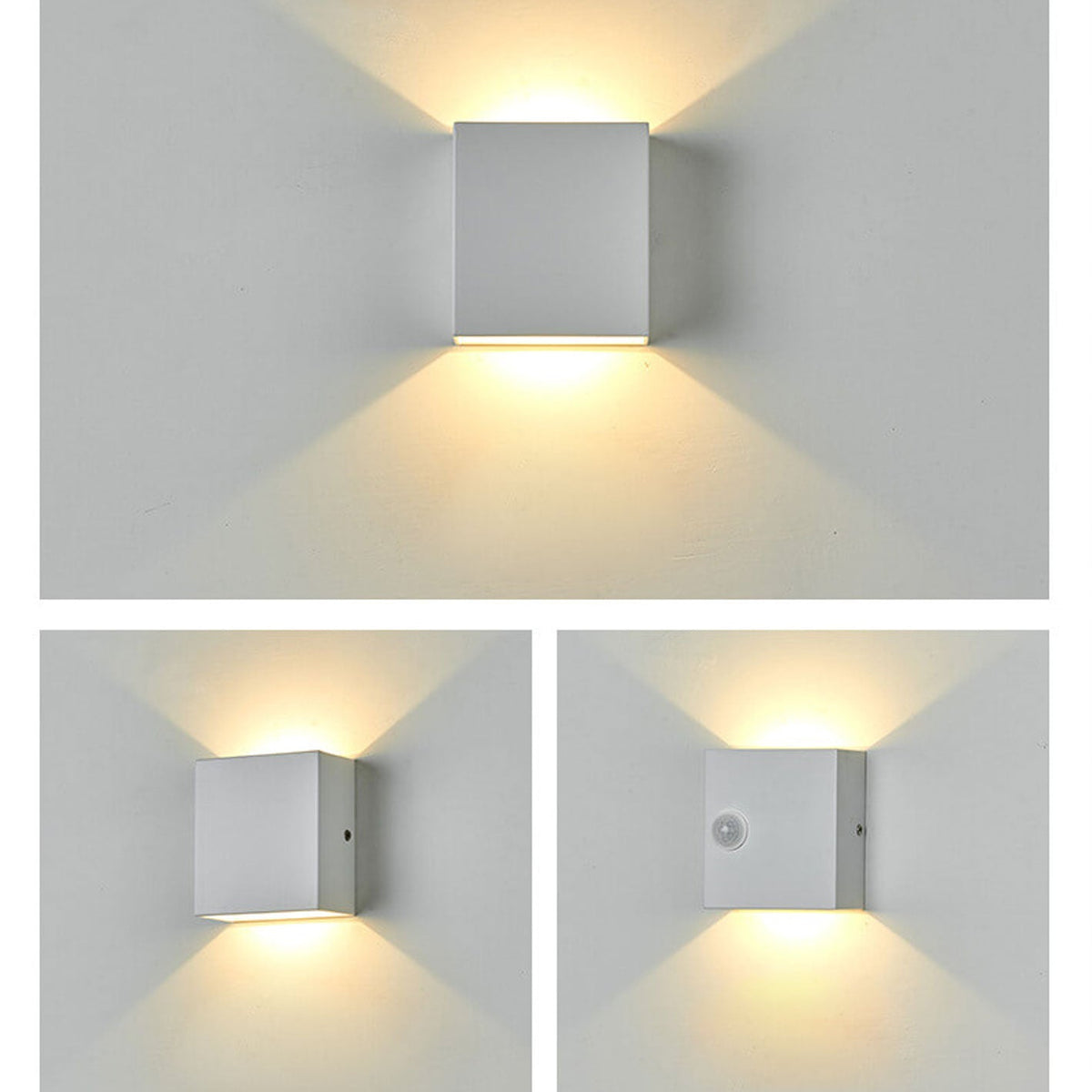 Applique a parete moderna semplice quadrata con sensore di corpo LED