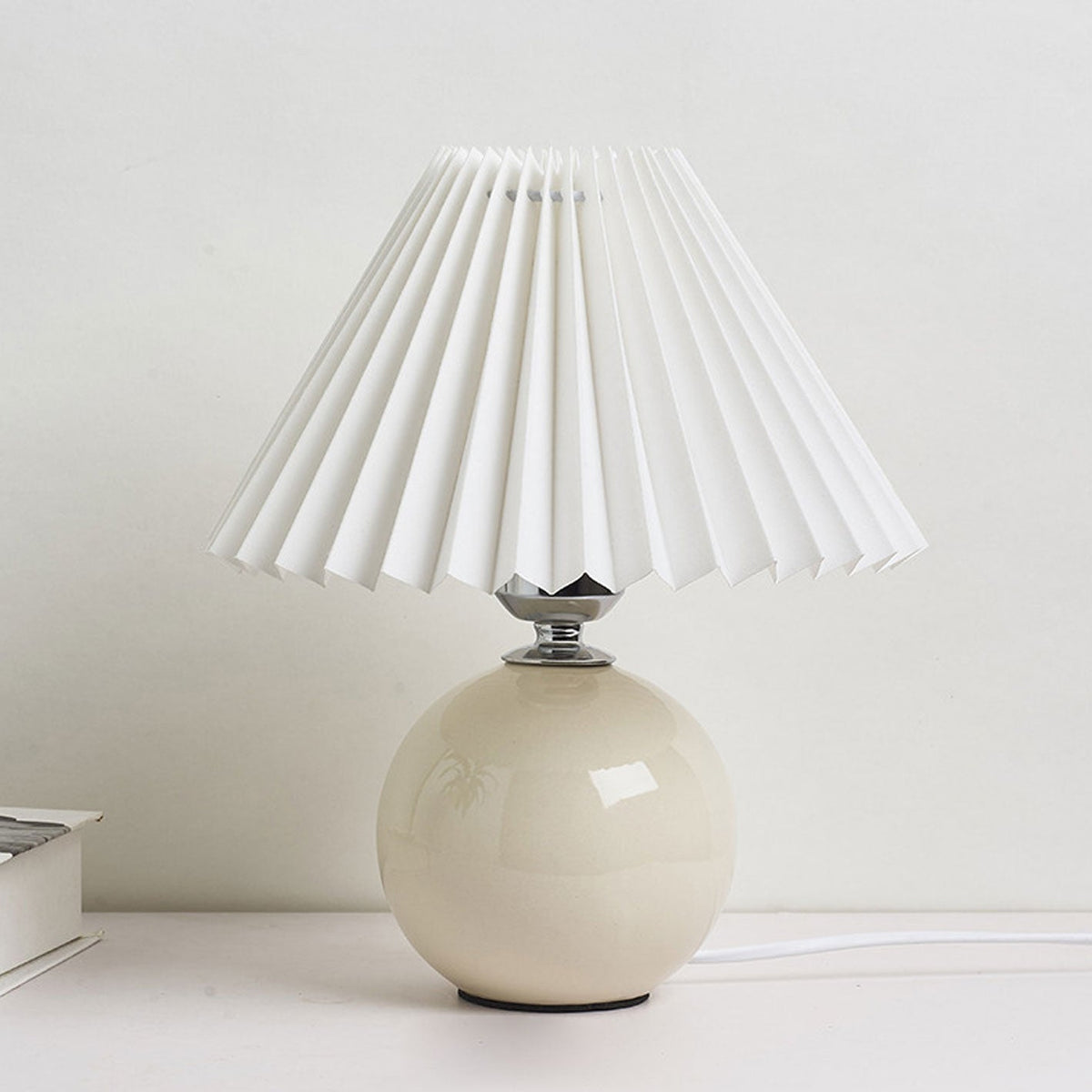 Lampada da Tavolo Ceramica Pieghettata Minimalista Nordica a 1 Luce
