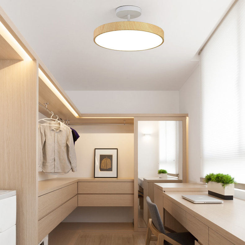 Luce a LED rotonda semi-incassata in legno minimalista giapponese Wabi-sabi