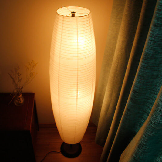 Lampada da terra con colonna in carta di riso minimalista nordica a 2 luci