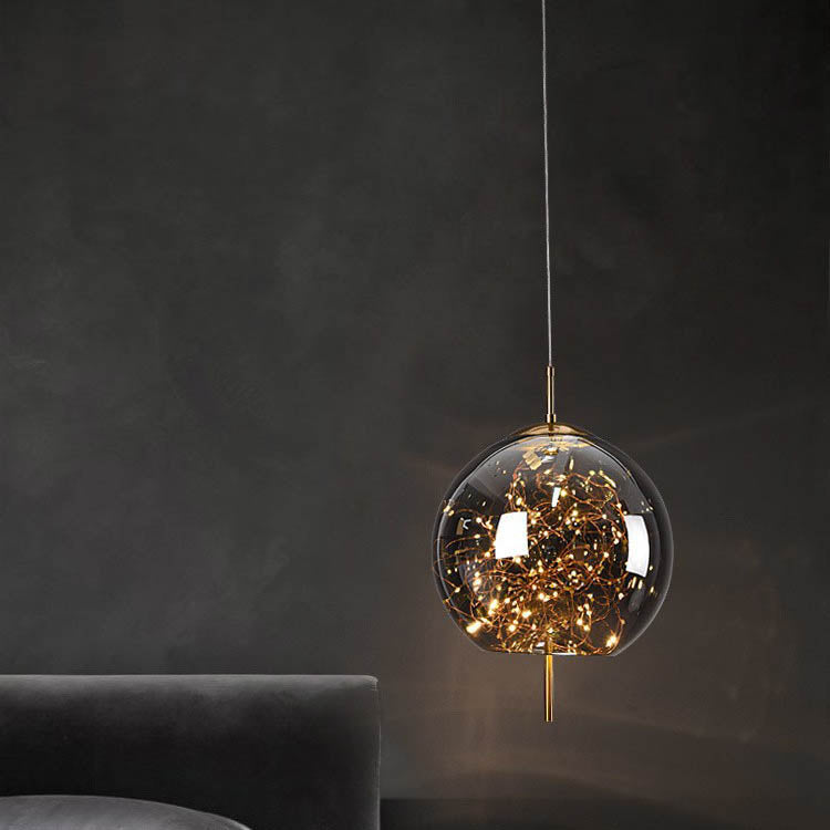 Lampadario Pendente Contemporaneo Scandinavo in Vetro Ovale a Cilindro per Camera da Letto