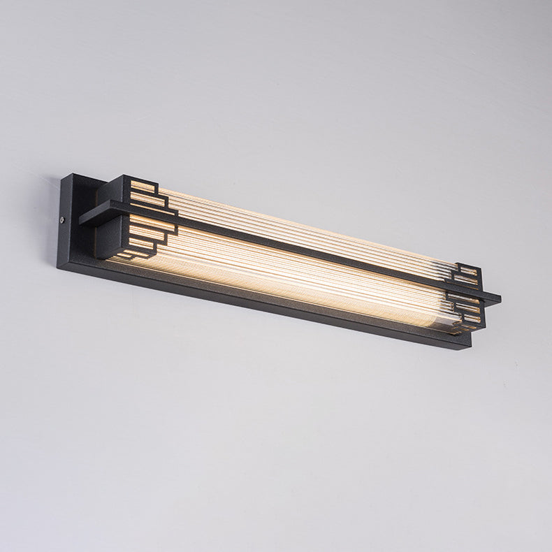 Lampada da Parete LED in Vetro Impermeabile in Acciaio Inossidabile Rettangolare Cinese Tradizionale per Esterni