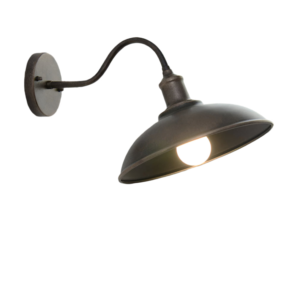 Lampada da Parete Esterna a Ciotola in Ferro Industriale Vintage LED 1 Luce