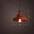 Lampada a sospensione a cupola rossa retro in ruggine con 1 luce