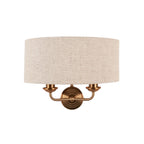 Applique in Ottone Highclere di Endon - Paralume in Lino Naturale