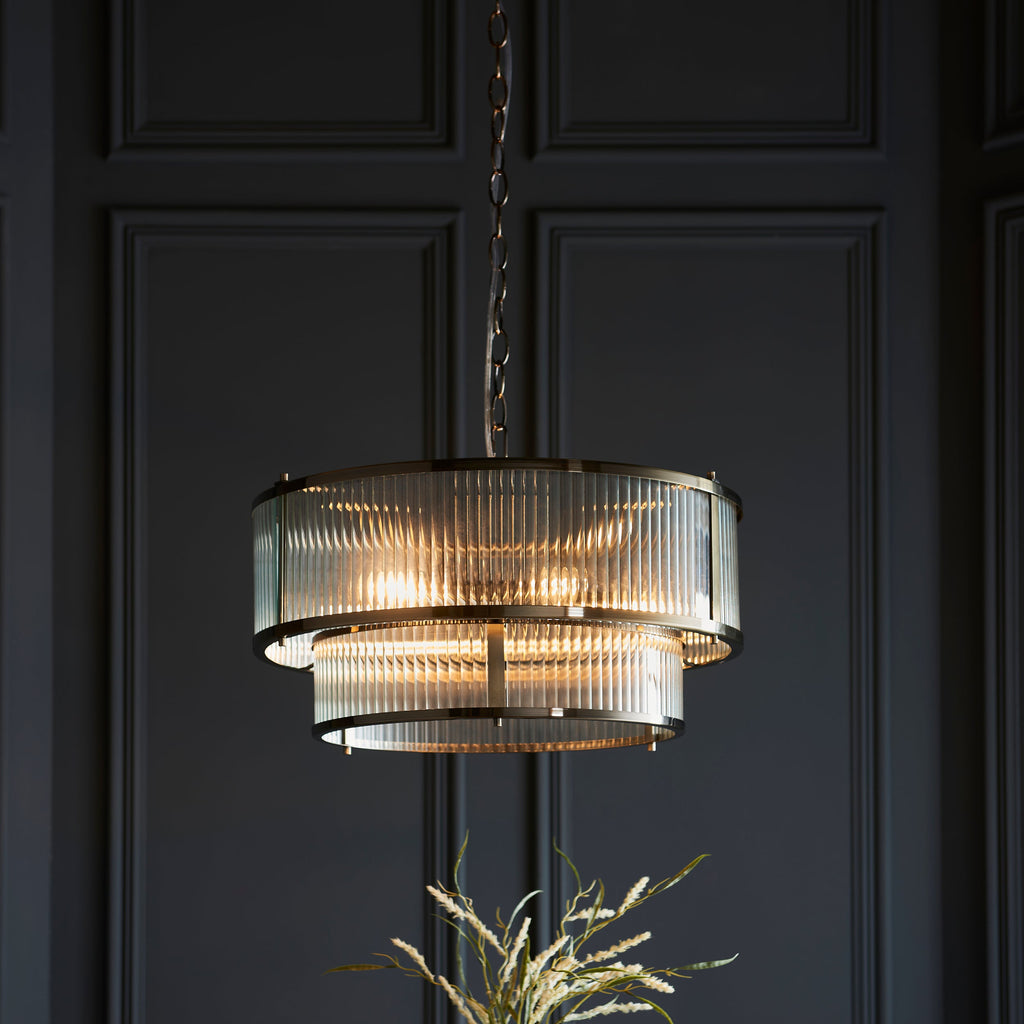 Lampadario Endon Ridgeton 5lt Ottone Antico
