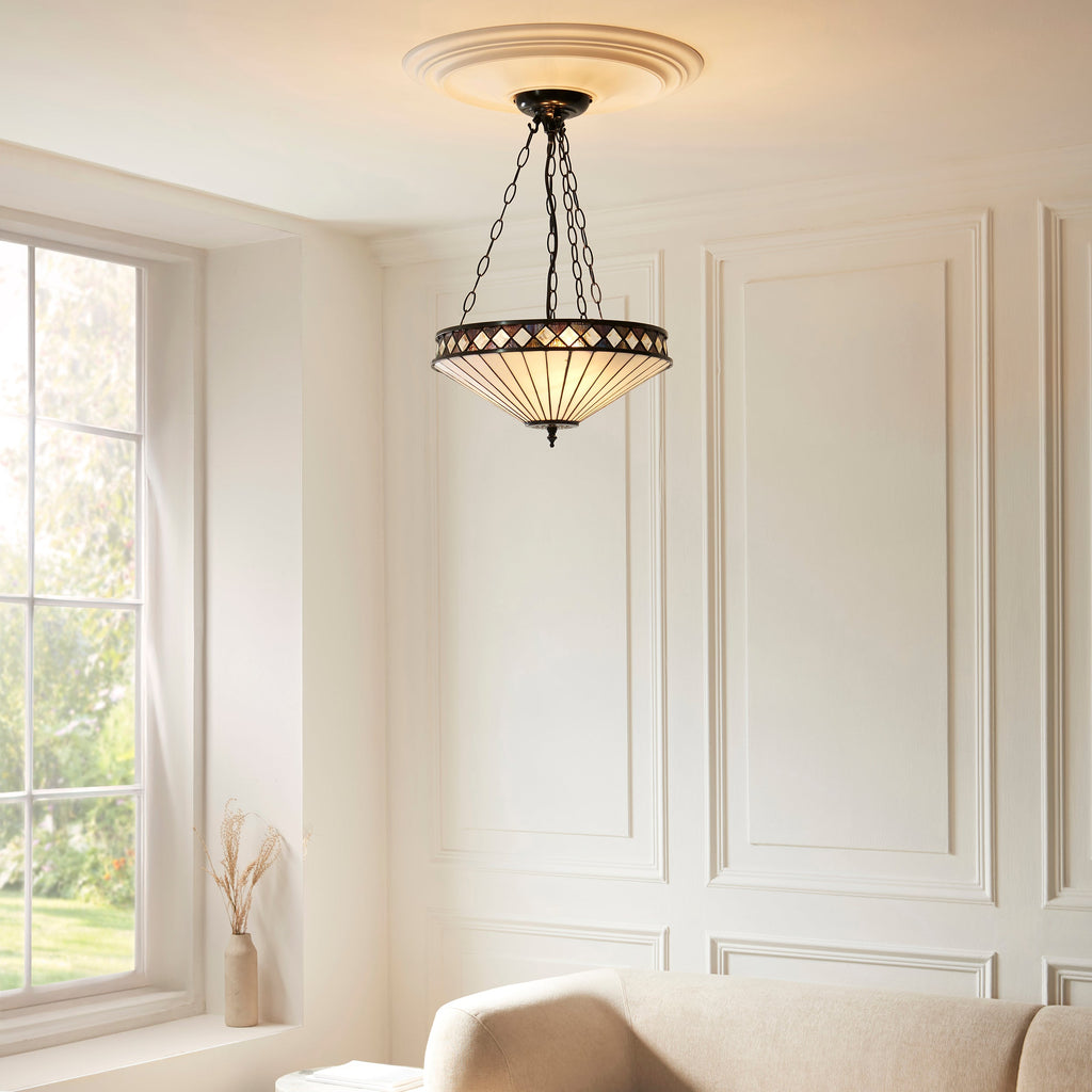Fargo Media Lampada a Soffitto Tiffany Invertita (regolabile)