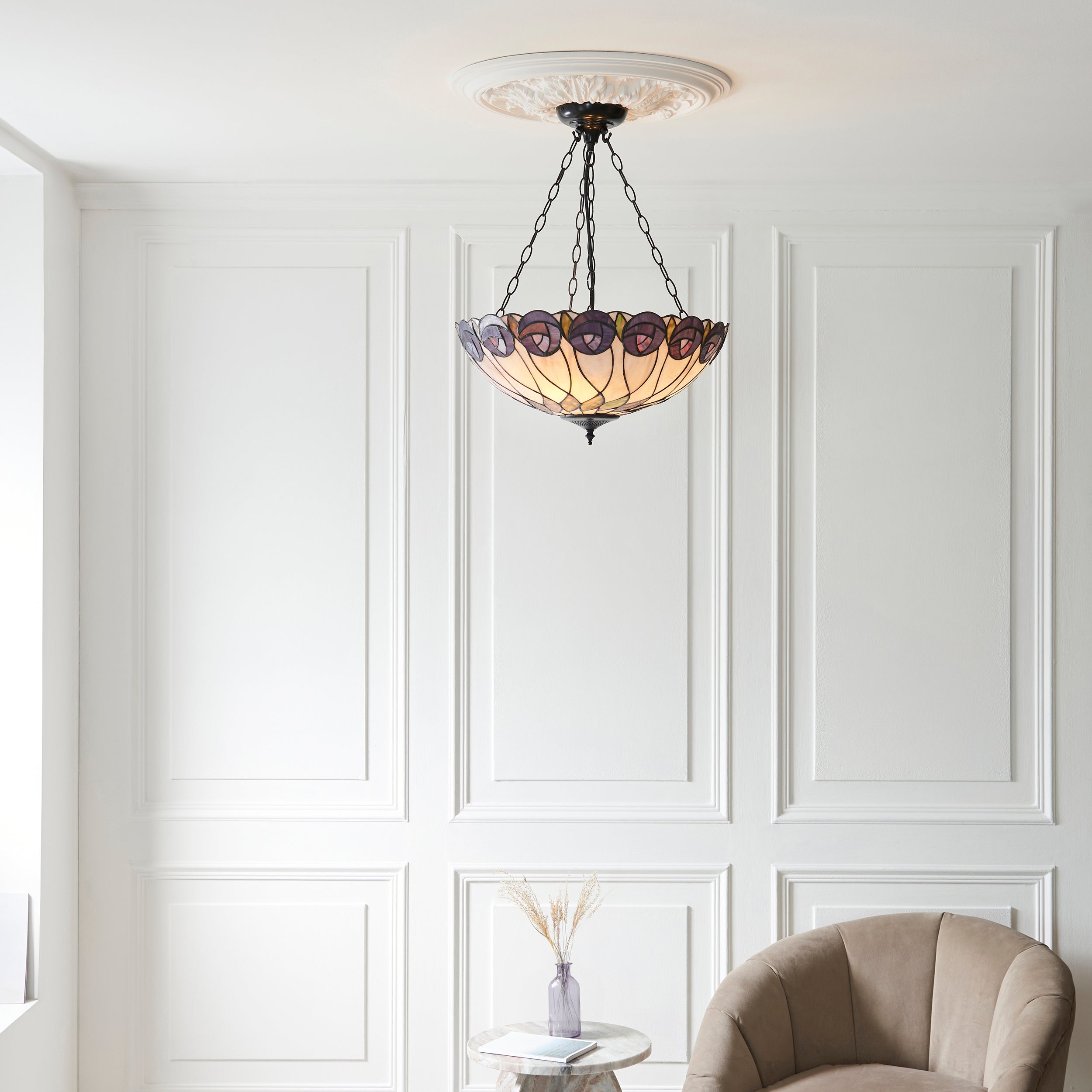 Lampada a soffitto Tiffany invertita grande Hutchinson