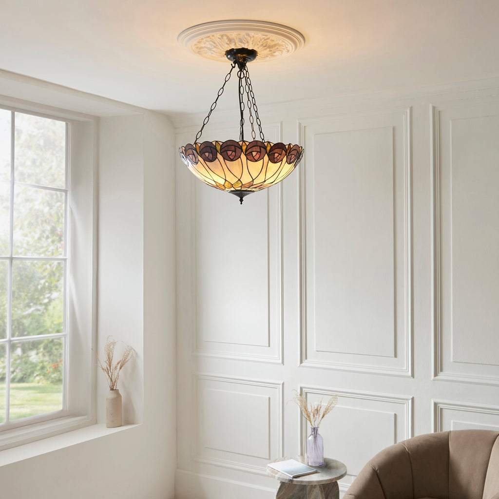 Lampada a soffitto Tiffany invertita grande Hutchinson