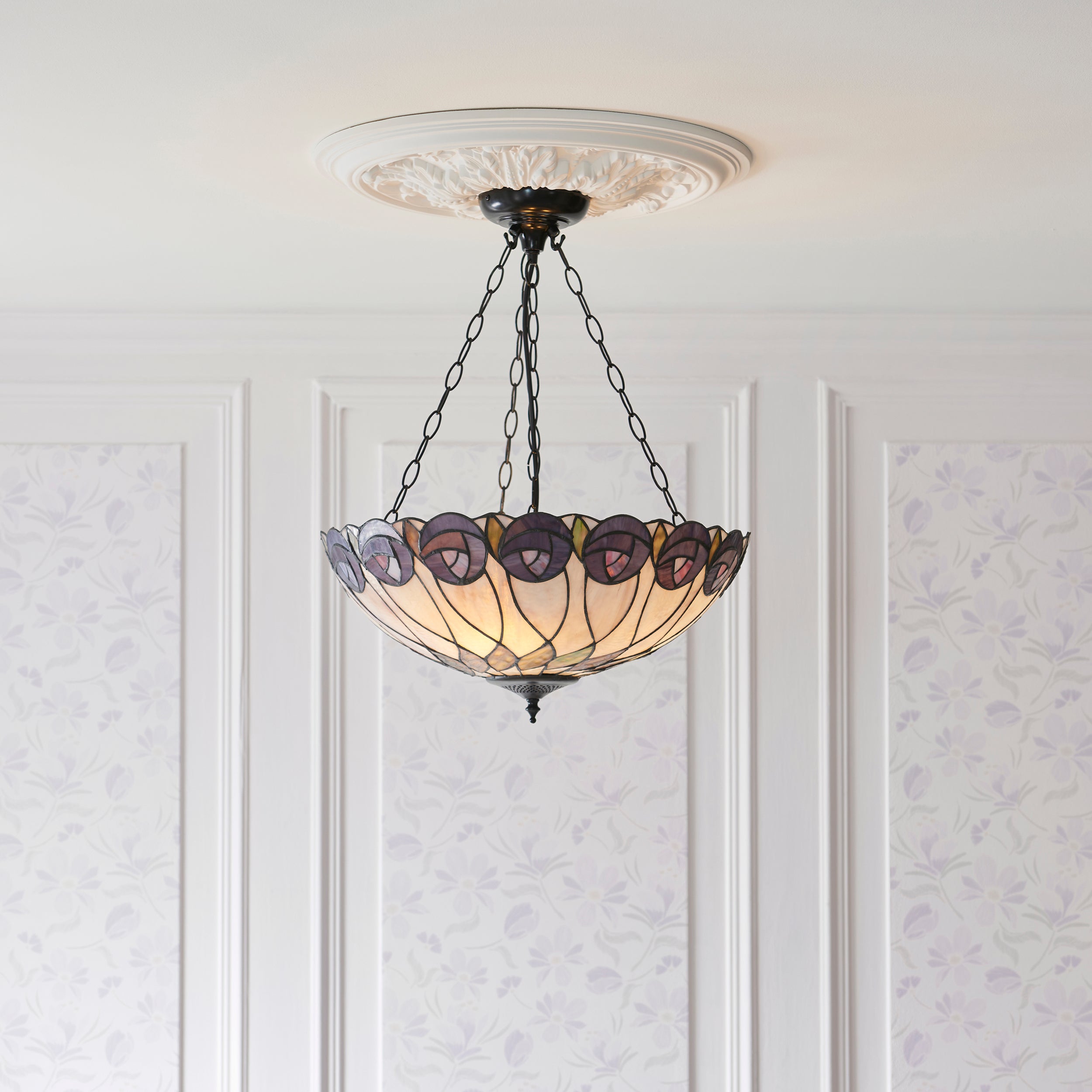 Lampada a soffitto Tiffany invertita grande Hutchinson