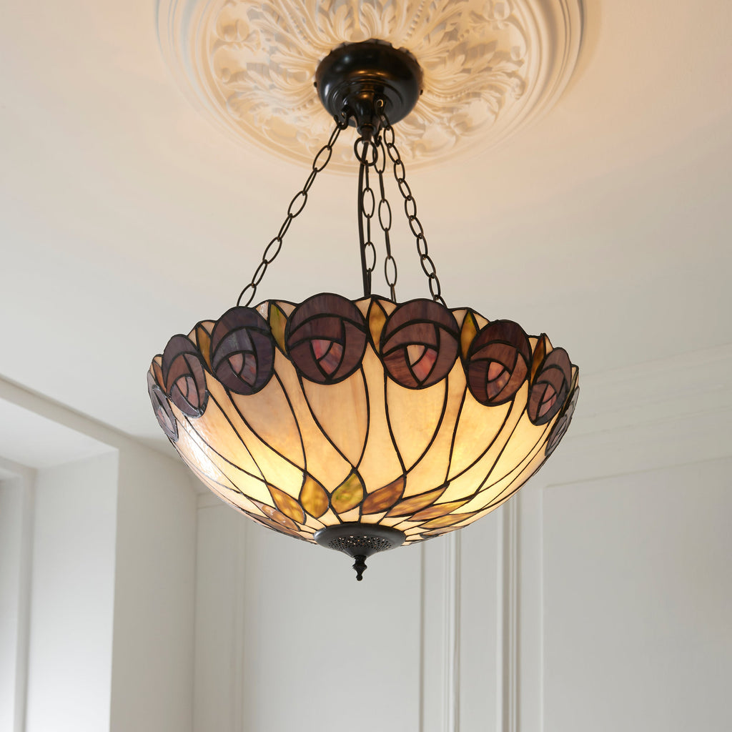 Lampada a soffitto Tiffany invertita grande Hutchinson