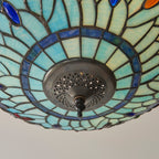 Luce da soffitto semi-flush Tiffany Medium Libellula Blu