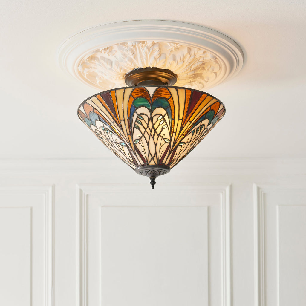 Lampada da soffitto semi flush Tiffany Hector Medium