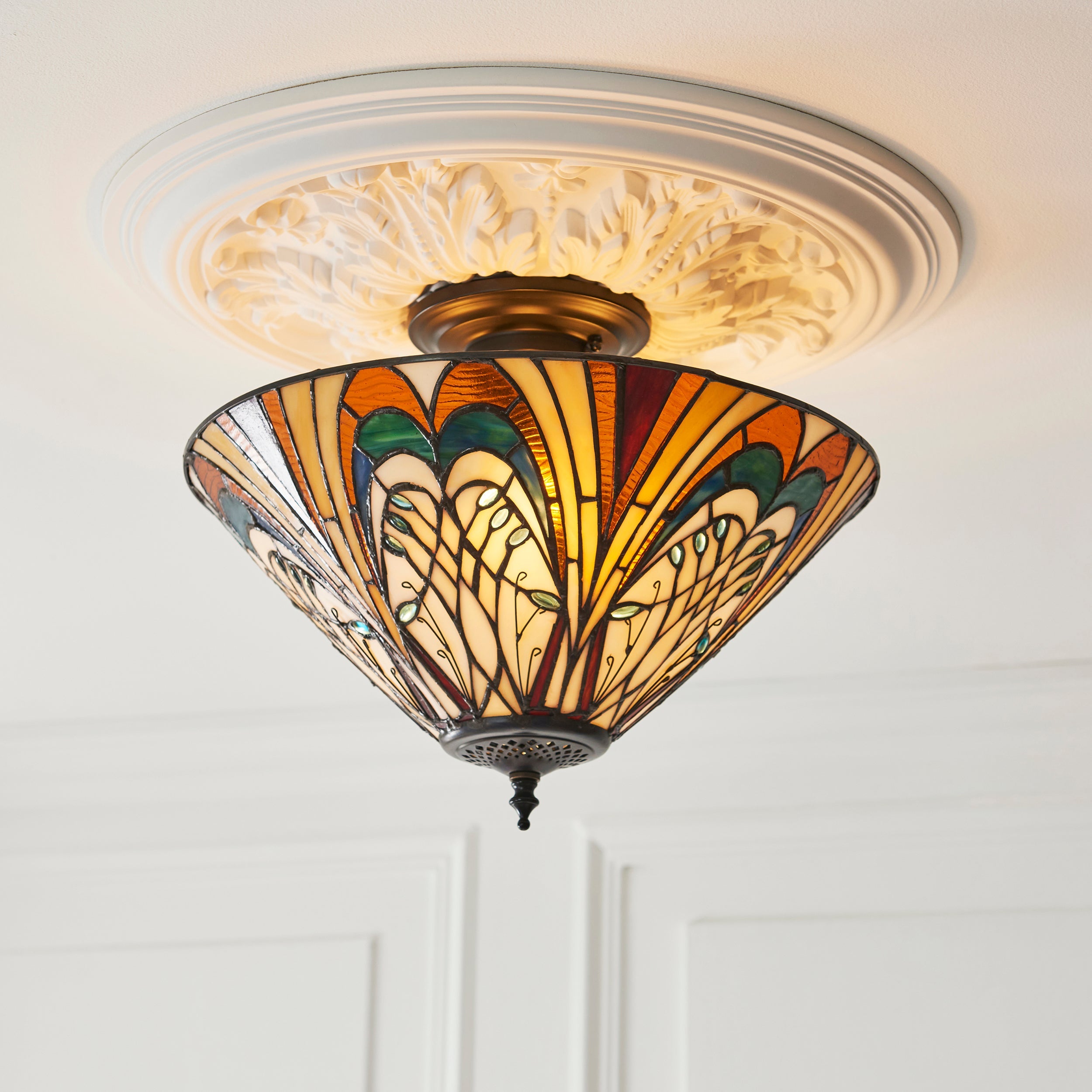 Lampada da soffitto semi flush Tiffany Hector Medium