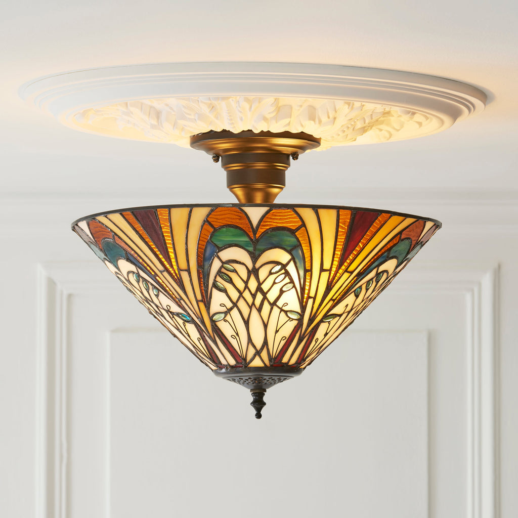 Lampada da soffitto semi flush Tiffany Hector Medium