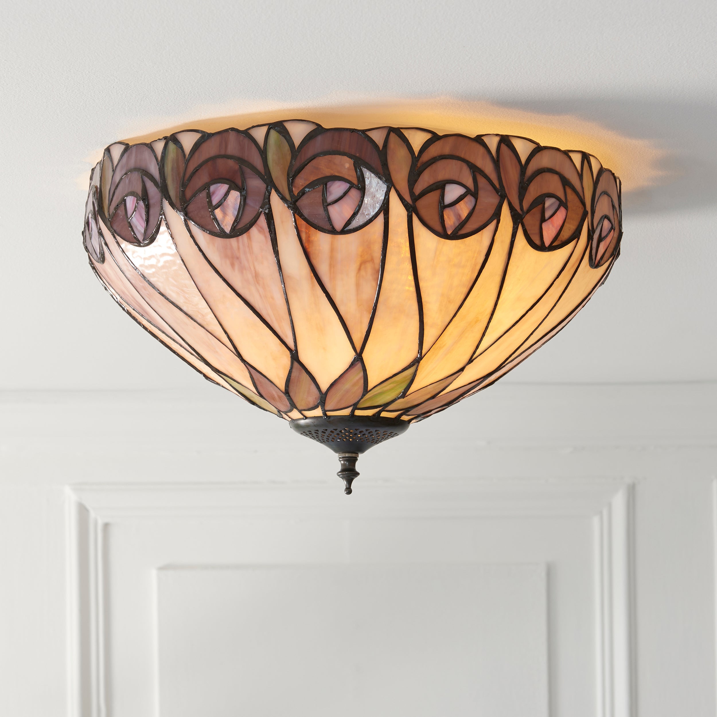 Interiors 1900 Hutchinson Medium Flush Tiffany Lampada da Soffitto