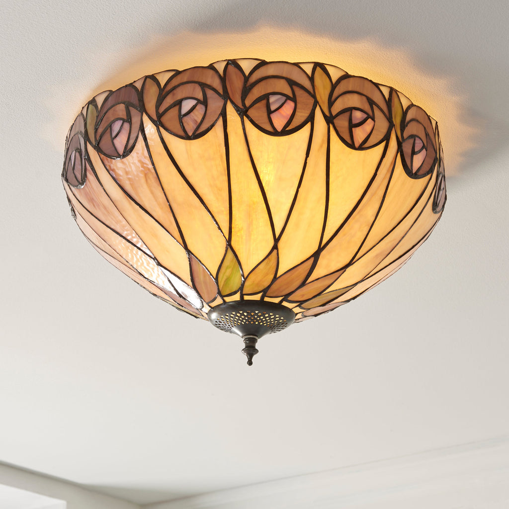 Interiors 1900 Hutchinson Medium Flush Tiffany Lampada da Soffitto