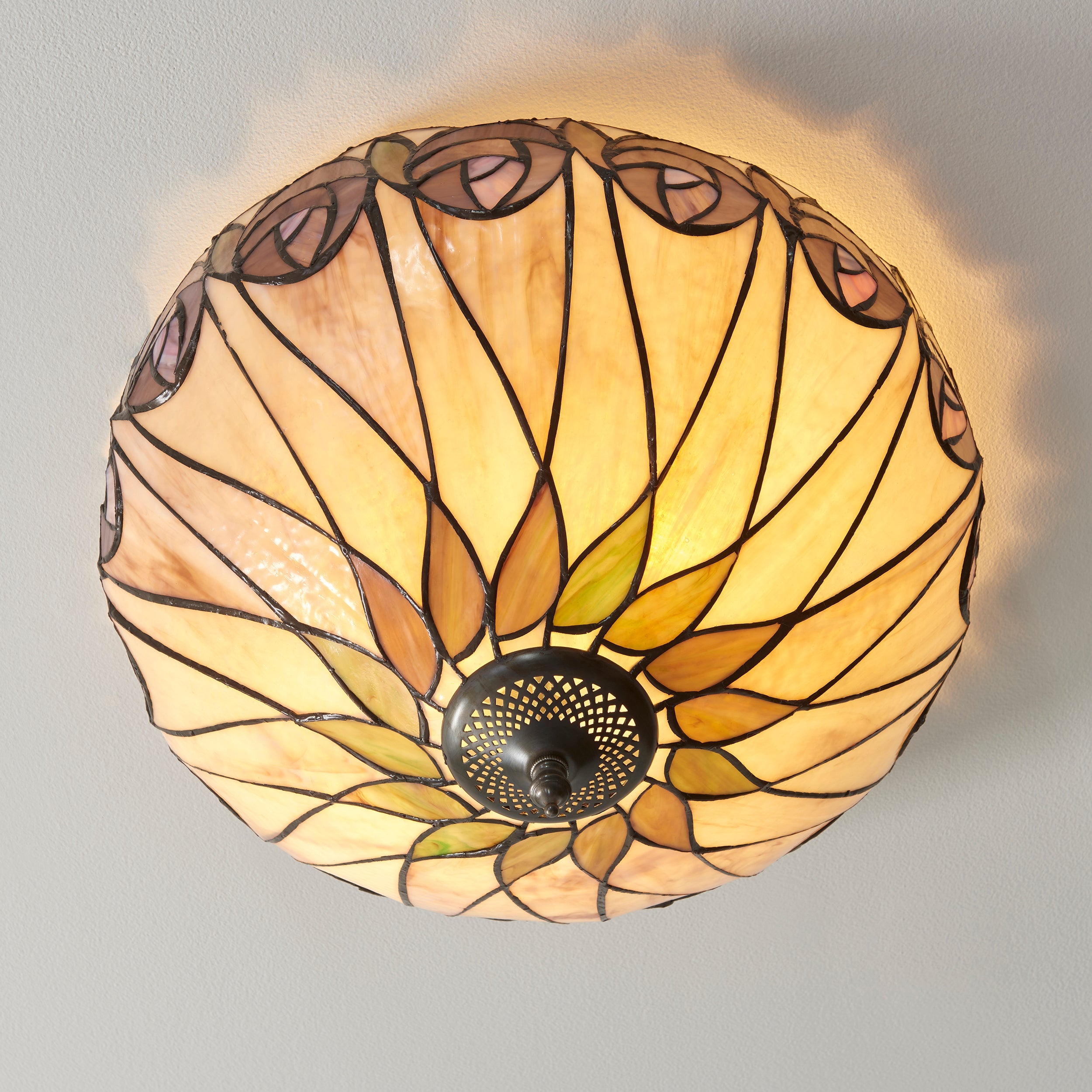 Interiors 1900 Hutchinson Medium Flush Tiffany Lampada da Soffitto