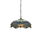Luce da soffitto Tiffany Media Libellula Blu - Attacco per 1 Lampadina
