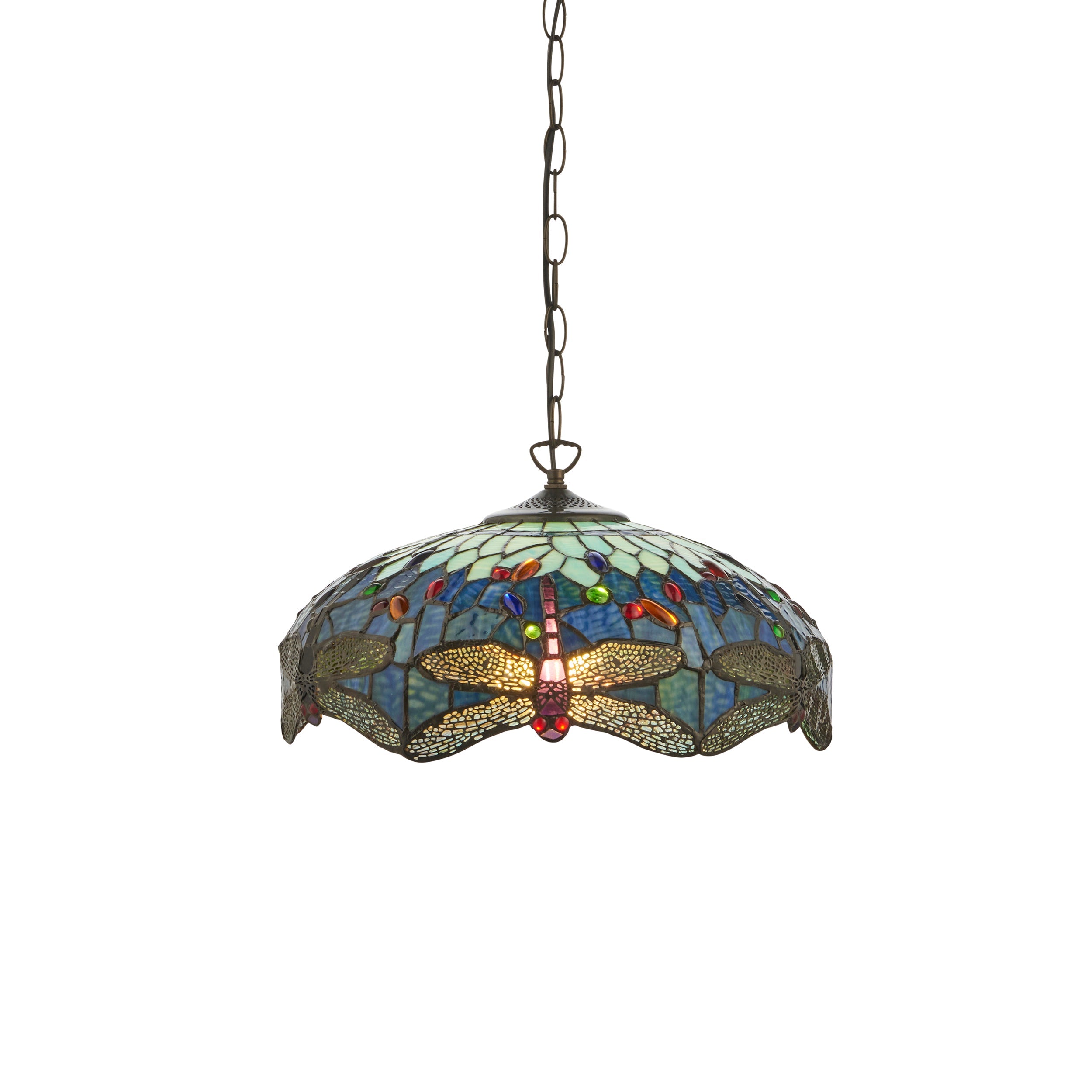 Luce da soffitto Tiffany Media Libellula Blu - Attacco per 1 Lampadina