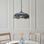 Luce da soffitto Tiffany Media Libellula Blu - Attacco per 1 Lampadina