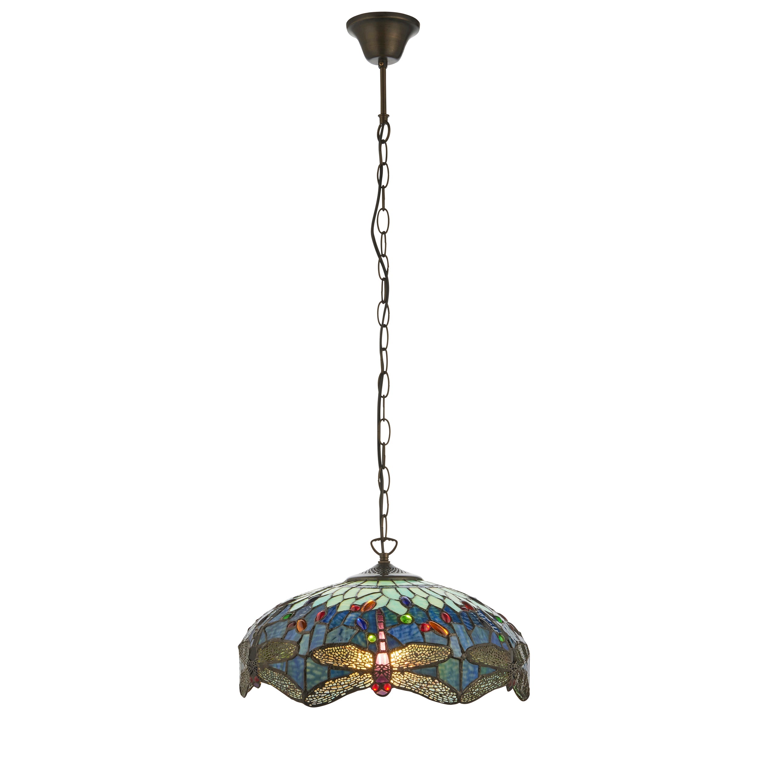 Luce da soffitto Tiffany Media Libellula Blu - Attacco per 1 Lampadina