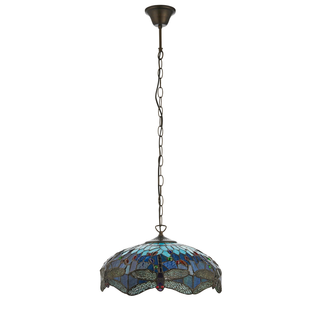 Luce da soffitto Tiffany Media Libellula Blu - Attacco per 1 Lampadina