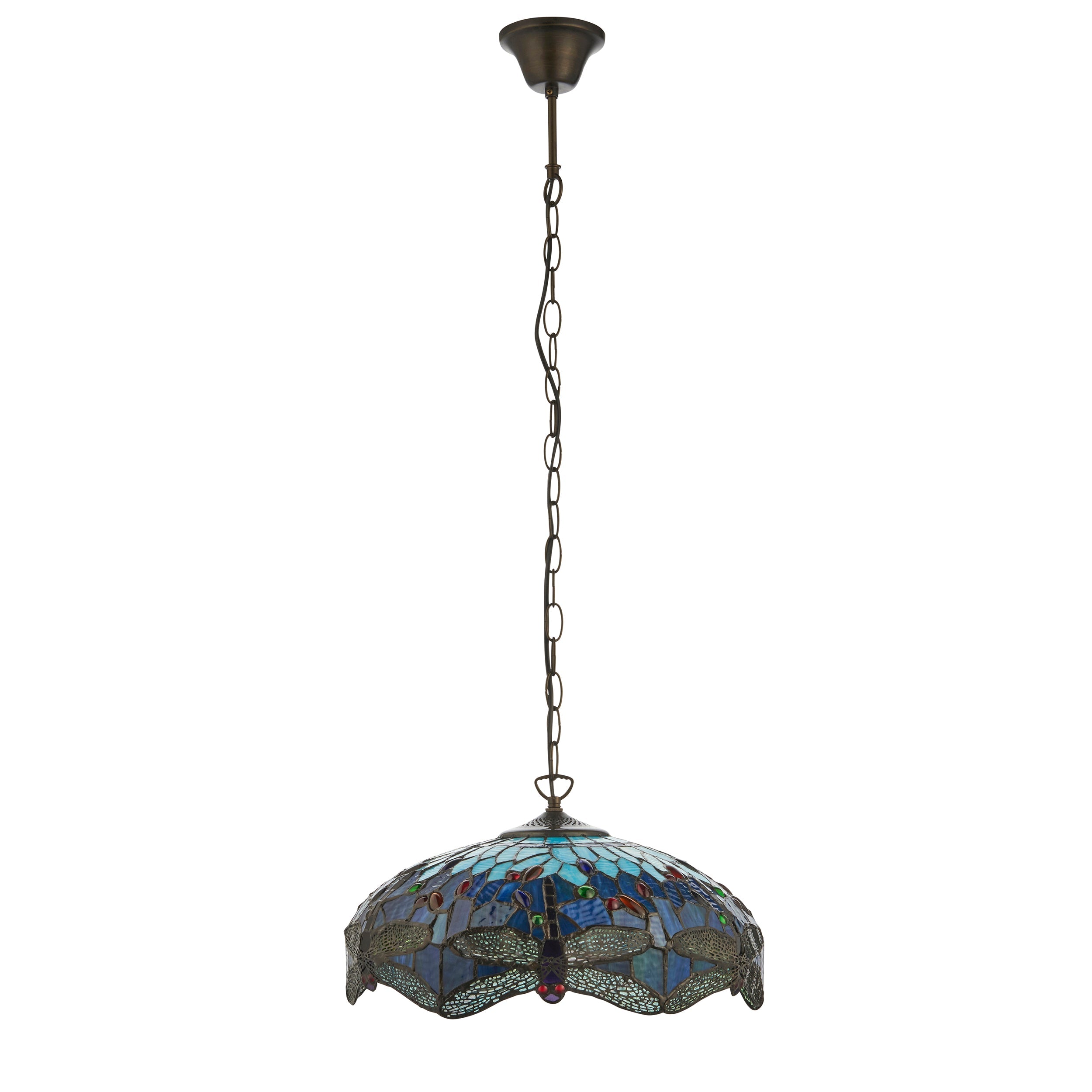 Luce da soffitto Tiffany Media Libellula Blu - Attacco per 1 Lampadina
