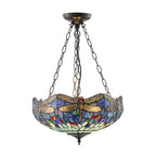 Luce da soffitto Tiffany Invertita Grande Libellula Blu