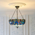 Luce da soffitto Tiffany Invertita Grande Libellula Blu
