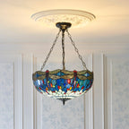Luce da soffitto Tiffany Invertita Grande Libellula Blu