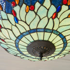 Luce da soffitto Tiffany Invertita Grande Libellula Blu