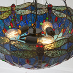 Luce da soffitto Tiffany Invertita Grande Libellula Blu