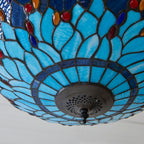 Luce da soffitto Tiffany Invertita Grande Libellula Blu