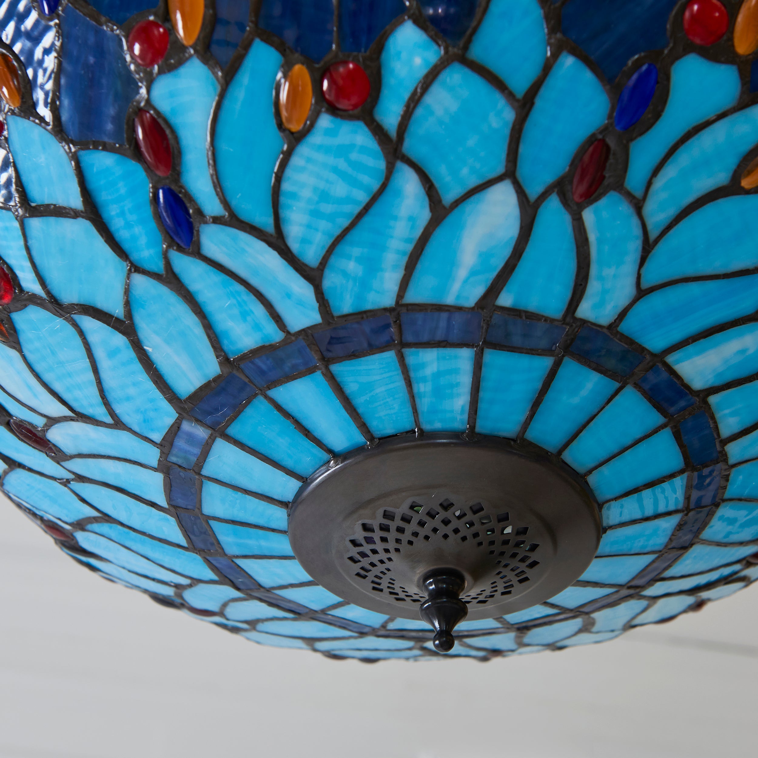 Luce da soffitto Tiffany Invertita Grande Libellula Blu
