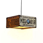 Lampadario Metallico Quadrato Rettangolare Creativo Industriale Contemporaneo con Targa per 3/5 Luci per Soggiorno