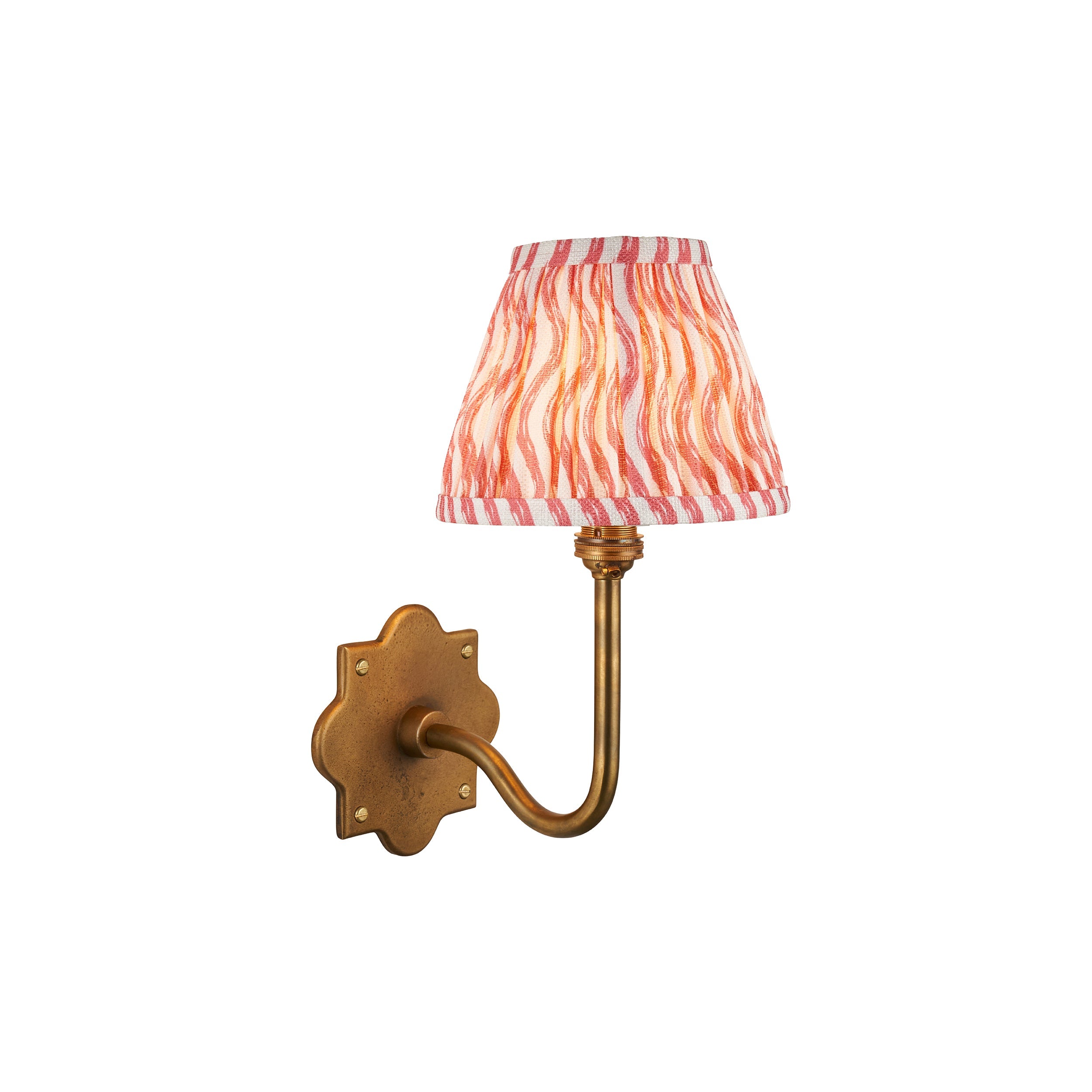 Applique da Parete Anvil Swan in Ottone Antico e Paralume Ripple 16cm Rosa Corallo
