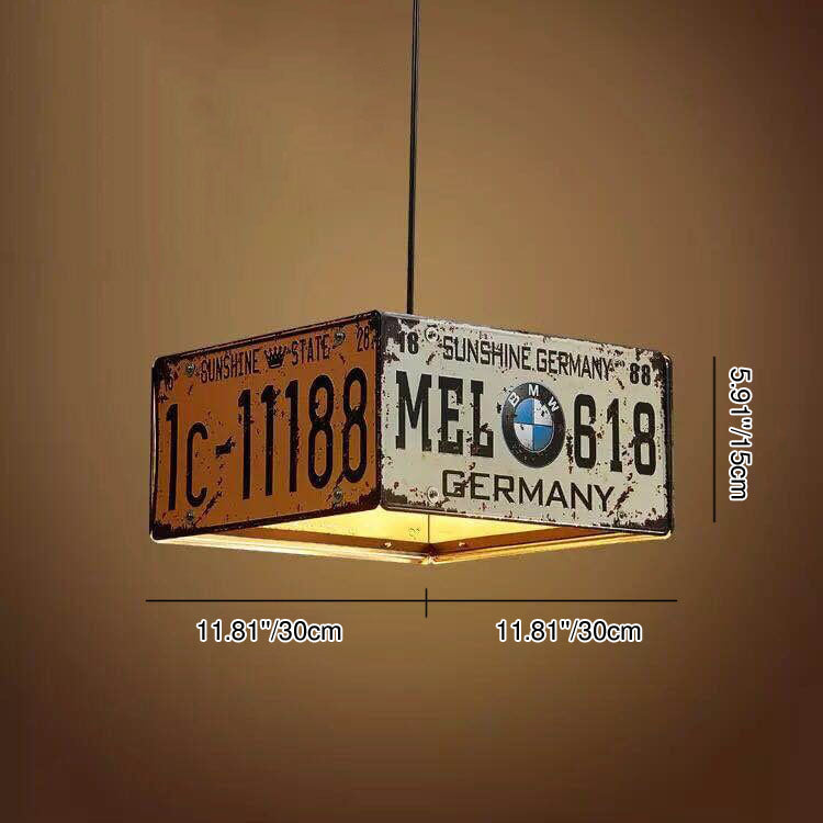 Lampadario Metallico Quadrato Rettangolare Creativo Industriale Contemporaneo con Targa per 3/5 Luci per Soggiorno